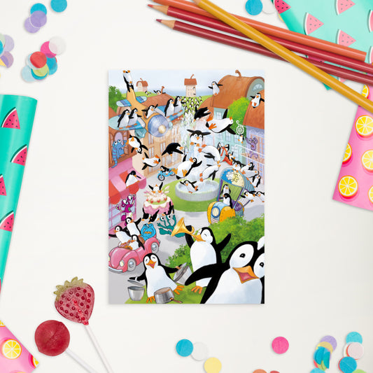 Penguin Chaos Postcard